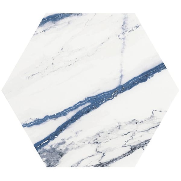 Ivy Hill Tile Calacatta Hex Azur 4 in. x 0.43 in. Matte Porcelain Floor and Wall Tile Sample