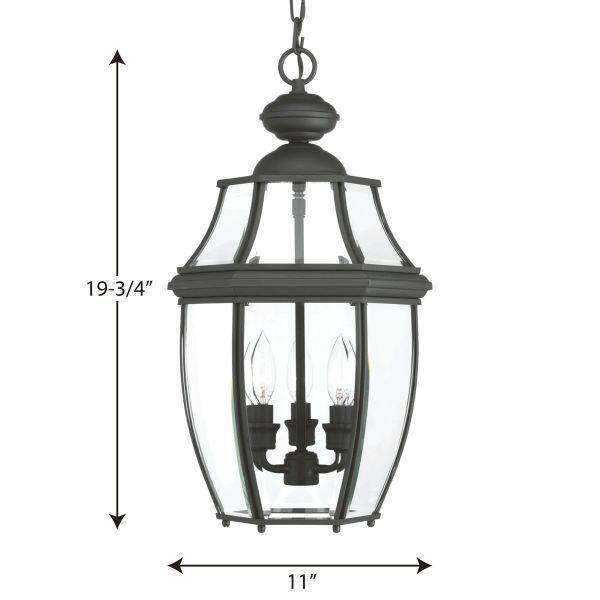New Haven Black Glass 3-Light Outdoor Hanging Lantern