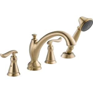 Linden 2-Handle Deck-Mount Roman Tub Faucet with Hand Shower Trim Kit Only in Champagne Bronze (Valve Not Included)