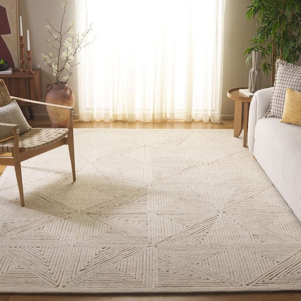 Textural 8 ft. x 10 ft. Ivory Geometric Area Rug