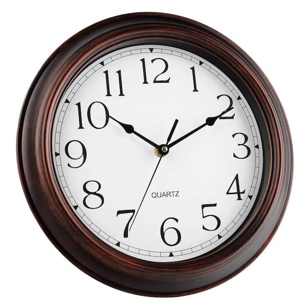 Wall Clock 12 in. Silent No Ticking Wall Clocks Battery Operated  0831CY88QW2BWL - The Home Depot