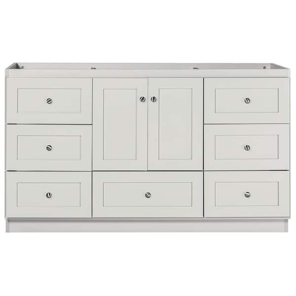 Simplicity by Strasser Shaker 60 in. W x 21 in. D x 34.5 in. H Bath Vanity Cabinet without Top in Dewy Morning