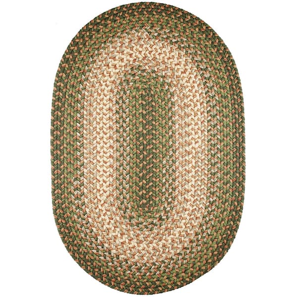 Ombre Herb Garden 5 ft. x 8 ft. Oval Indoor/Outdoor Braided Area Rug