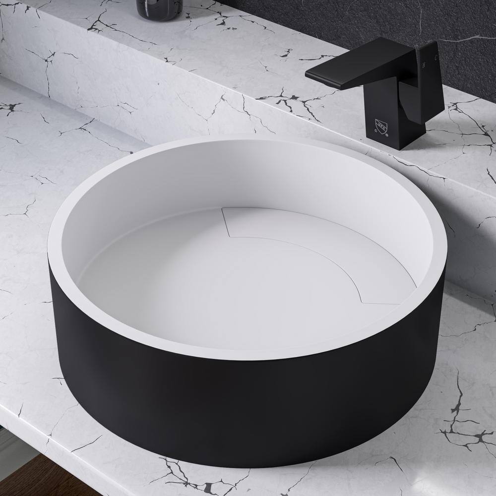 15'' Black and White Ceramic Circular Bathroom Sink