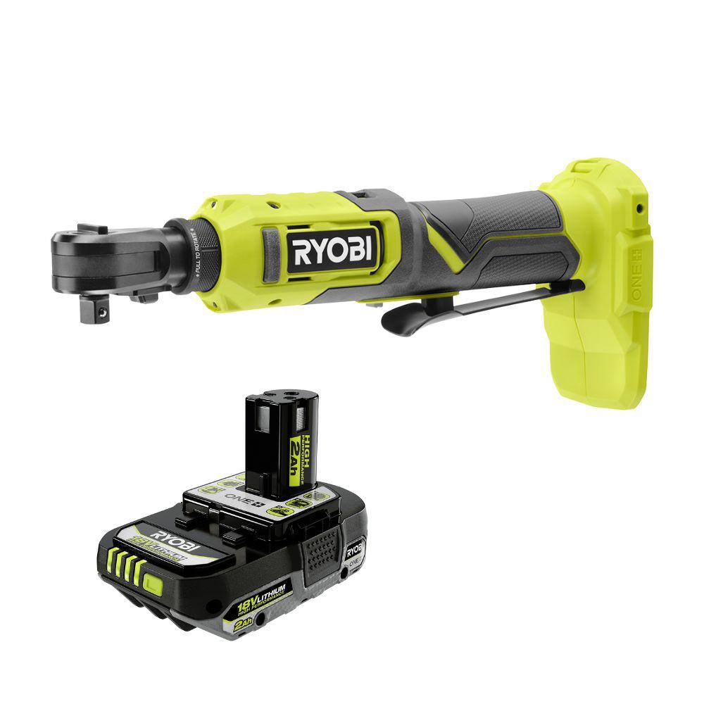 RYOBI ONE+ 18V Cordless Multi Size Ratchet with ONE+ 18V 2.0 Ah Lithium-Ion HIGH PERFORMANCE Battery -  PCL280PBP003