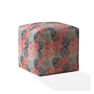 Charlie Coral Polyester Square Pouf Cover Only