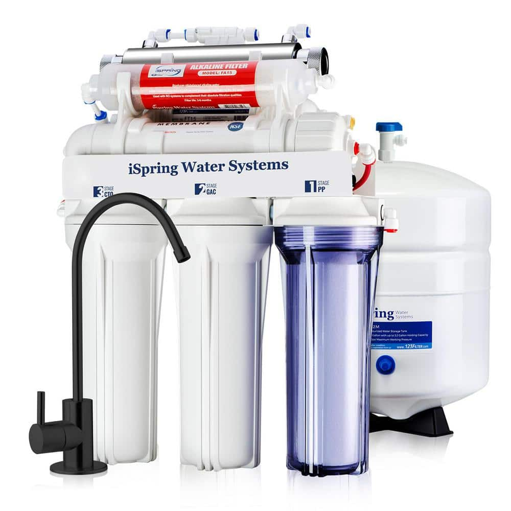 ISPRING NSF-Certified 7-Stage Reverse Osmosis Water Filtration System with AK and UV Filters, Reduces PFAS, Lead, Fluoride, TDS