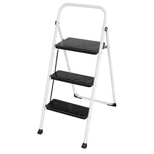 3-Step Metal Folding Utility Step Stool Ladder with 200 lbs. Capacity