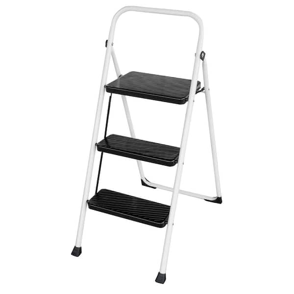 AmeriHome 3-Step Metal Folding Utility Step Stool Ladder with 200 lbs. Capacity