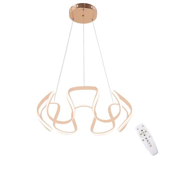 OUKANING 45-Watt 1-Light Gold Minimalist Shaded Dimmable Integrated LED Pendant Light with Acrylic Shade