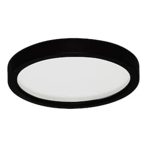 Round Slim Disk Length 5.5 in. Black New Construction Recessed Integrated LED Trim Kit Fixture 3000K Warm White