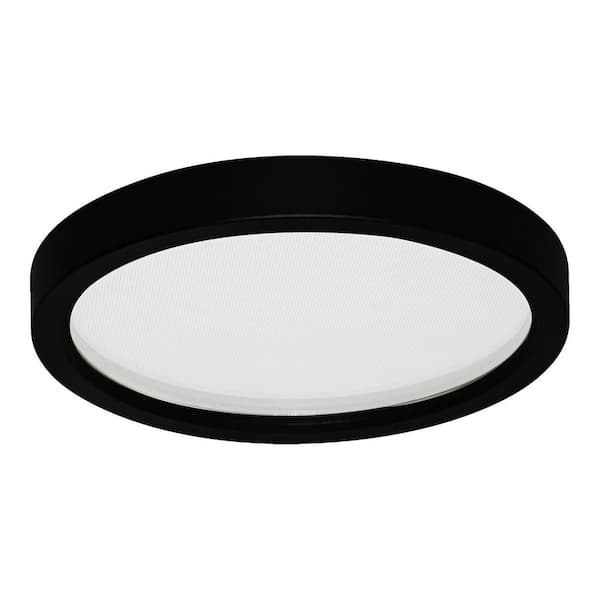 AMAX LIGHTING Round Slim Disk Length 5.5 in. Black New Construction Recessed Integrated LED Trim Kit Fixture 3000K Warm White