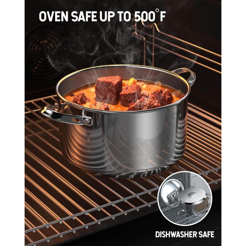 6-Quart Silver Stainless Steel Dutch Oven with Lid