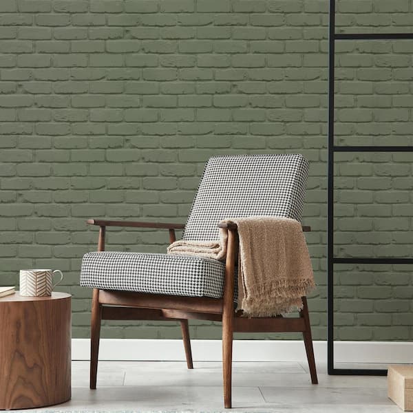 Alpin Green Painted Brick Non-Pasted Wallpaper, 56.4 sq. ft.