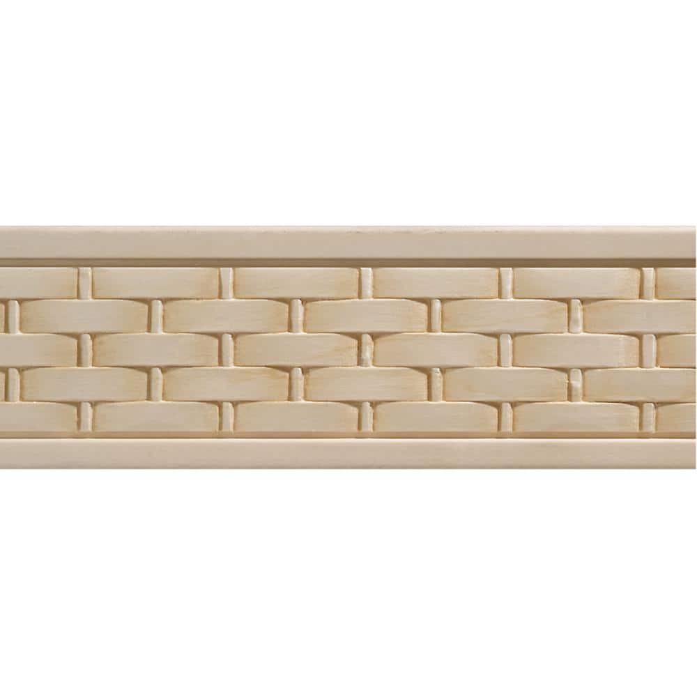 47.5" Unfinished White Hardwood Basketweave Embossed Chair Rail Moulding