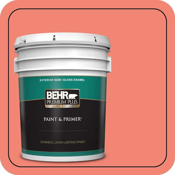 BEHR PREMIUM PLUS 5 gal. #T16-07 Coralette Semi-Gloss Enamel Exterior Paint & Primer