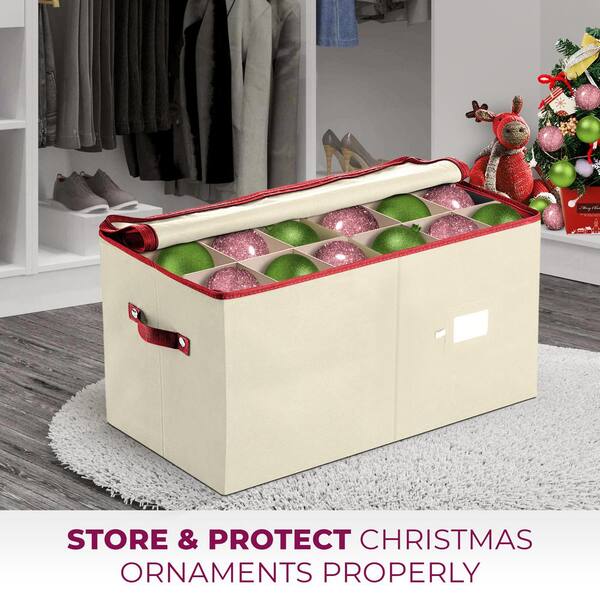 OSTO Premium Christmas Ornament storage Box with Lid - 3-inch