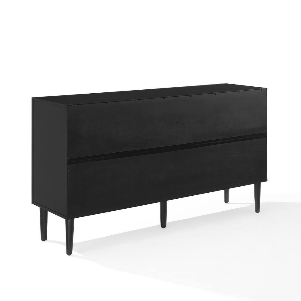 Everett Matte Black Mid-Century Sideboard with Tapered Legs