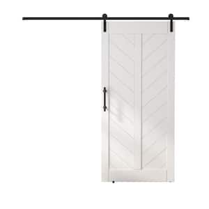 36 in. x 84 in. MDF Sliding Barn Door with Hardware Kit, Covered with Water-Proof PVC Surface, White, V-Frame