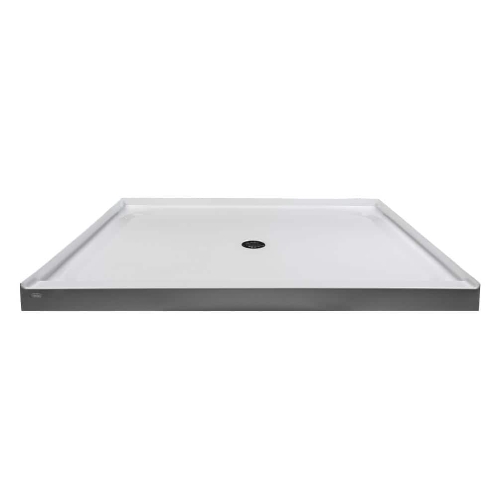 White Rectangular Acrylic Single Threshold Shower Base