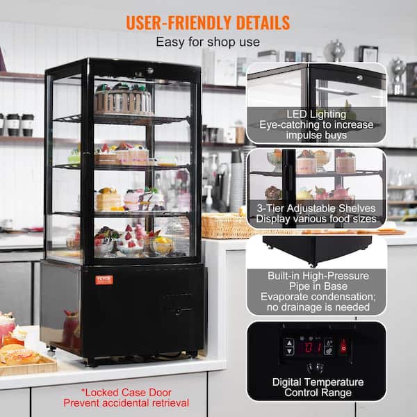 3-Tier 7.1Cu.FT Countertop Refrigerated Display Case Bakery