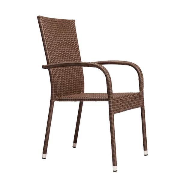 Patio Sense Morgan Stacking Resin Wicker Outdoor Dining Chair in Mocha