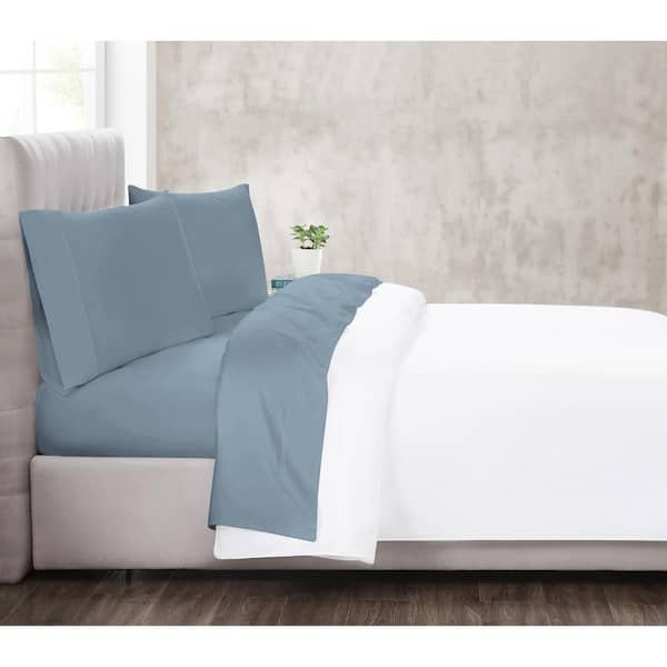 CHRISTIAN SIRIANO NEW YORK 300TC 3-Piece Blue Solid Cotton Sateen King Sheet Set