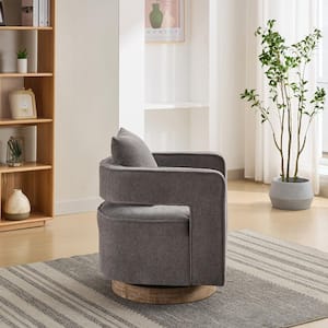 29.1 in. W Versatile 360° Swivel Linen Blend Accent Chair with Plush Cushion and Weathered Base - Charcoal