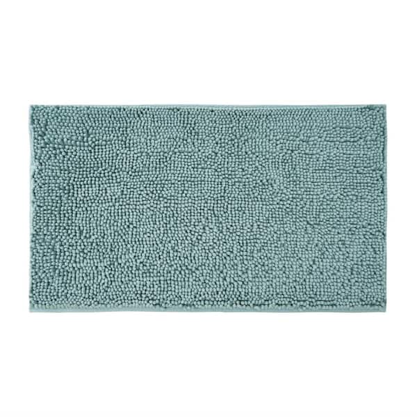 Resort Collection Plush Shag Chenille Aqua 27 in. x 45 in. Bath Rug