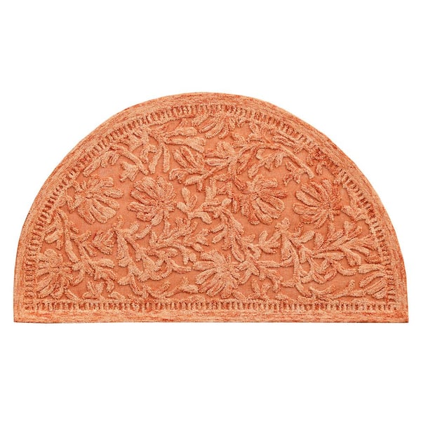 Unbranded Bella Terracotta Orange 2 ft. 3 in. x 3 ft. 10 in. Eclectic Hand-Tufted Floral 100% Wool Hearth Area Rug