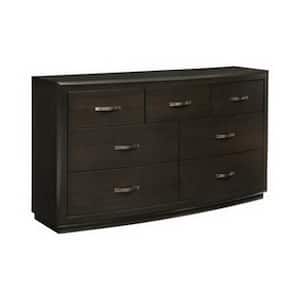 Gray and Bronze 7-Drawer 64 in. Wide Dresser Without Mirror