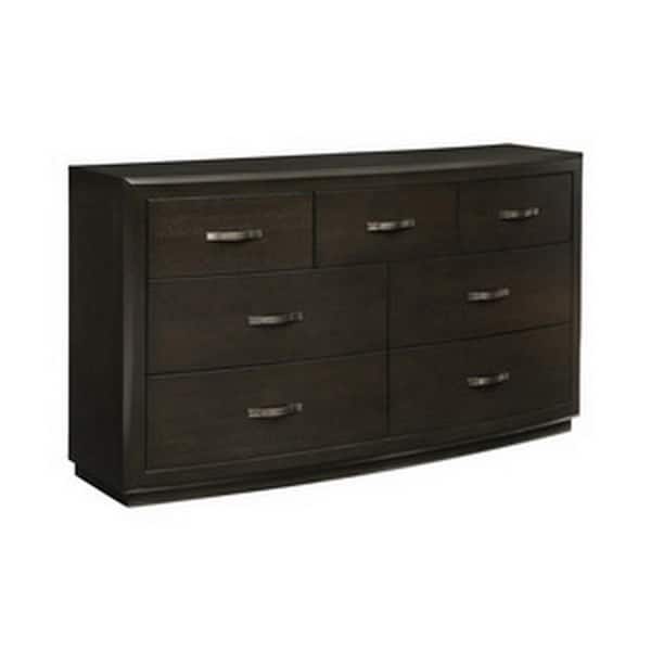 Benjara Gray and Bronze 7-Drawer 64 in. Wide Dresser Without Mirror