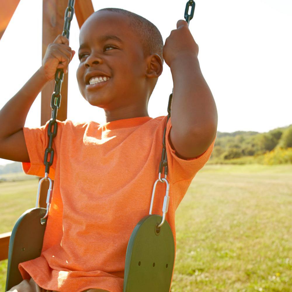 Knightsbridge Wooden Swing Set with Slide and Climbing Wall