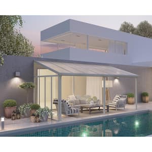 Feria 10 ft. x 14 ft. White/White Aluminum Patio Cover with Side Wall