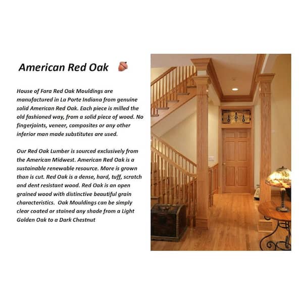 HOUSE OF FARA 7/16 in. x 2-1/4 in. x 7 ft. Oak Fluted Casing Chestnut Stain Moulding