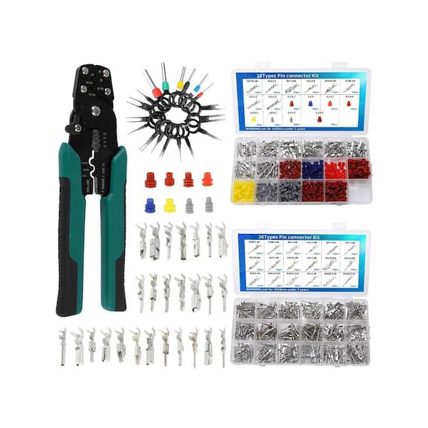 812-Pc Pin Connector Kit w/Crimping Pliers-1/1.5/1.8/2/2.2/2.3/2.8/3.5mm Non-Insulated Terminal Pins for Electrical Use