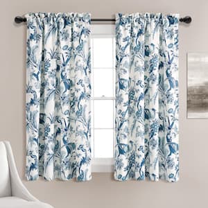 Dolores Light 52 in. W x 63 in. L Light Filtering Window Curtain Panels Blue (Set of 2)