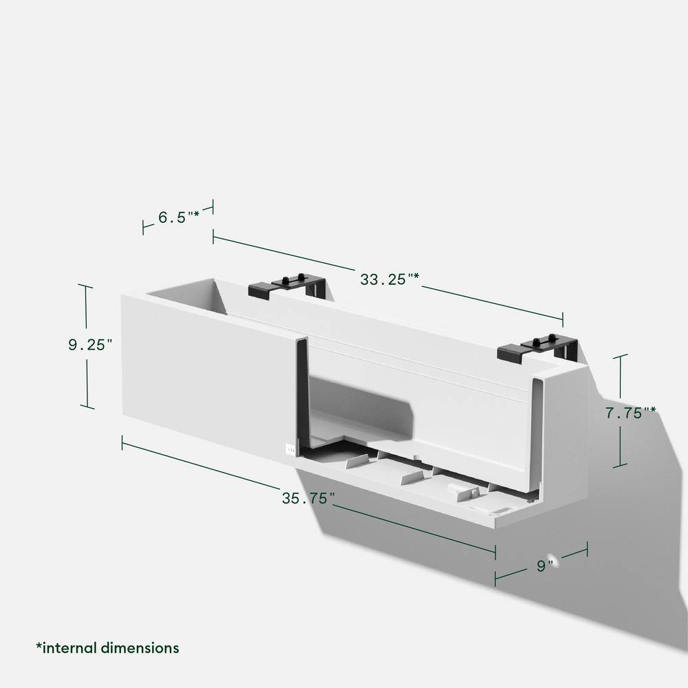 White 36" Recycled Plastic Railing Planter with Steel Brackets