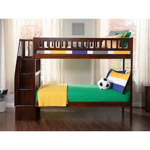 Woodland Walnut Twin Over Twin Staircase Bunk Bed