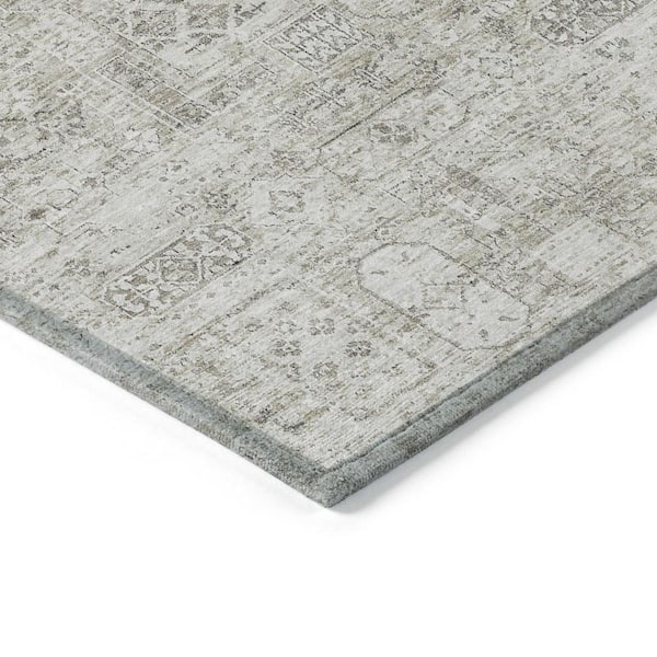 Taupe, Beige, Gray 9 ft. x 12 ft. Woven Floral Polyester Rectangle Indoor/Outdoor Area Rug