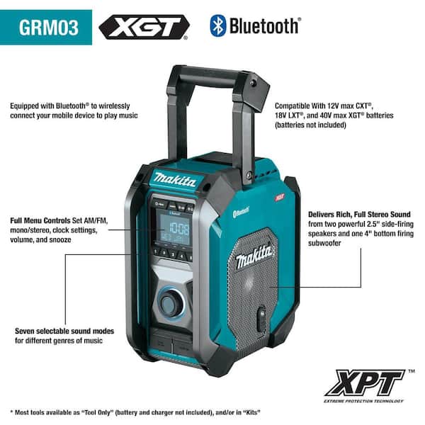 Makita 40V Max XGT Cordless Bluetooth Job Site Radio, Tool Only GRM03 The  Home Depot