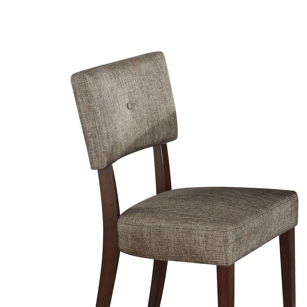 Gray Microfiber Upholstered Side Chair with Wood Legs