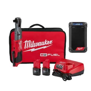 M12 FUEL 12V Lithium-Ion Brushless Cordless 1/2 in. Ratchet Kit W/M12 Bluetooth/AM/FM Jobsite Radio with Charger