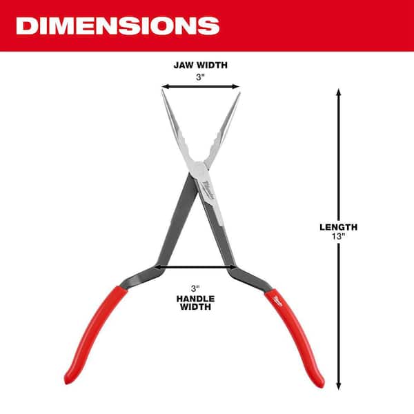 Milwaukee 13 in. Straight Long Needle Nose Pliers with Slip