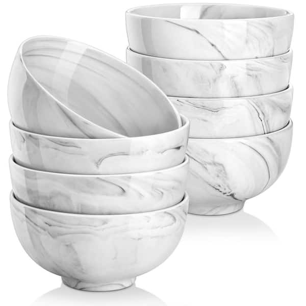 MALACASA Flora 6-Piece 11.2 oz. Elegant White Square Cereal Bowls