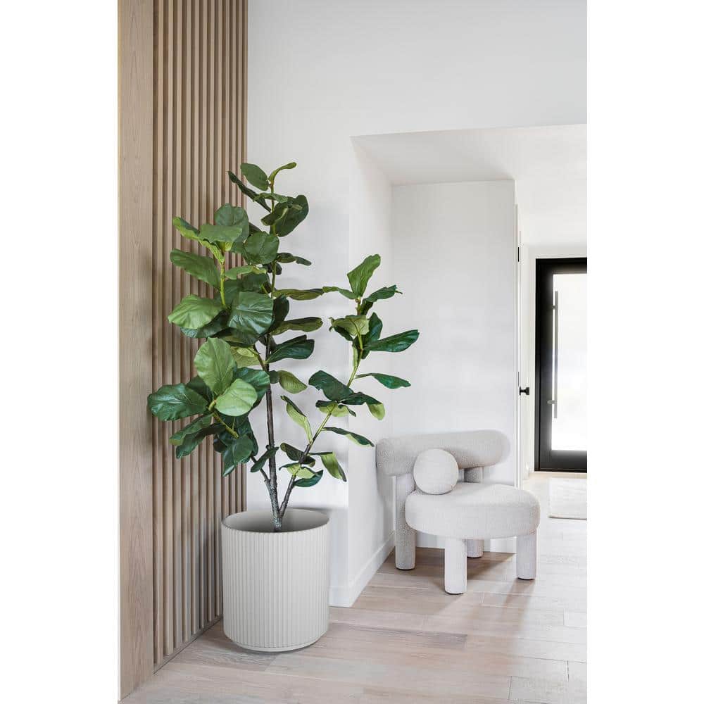 Roman-Inspired Demi 20" White Fluted Planter for Indoor/Outdoor Use