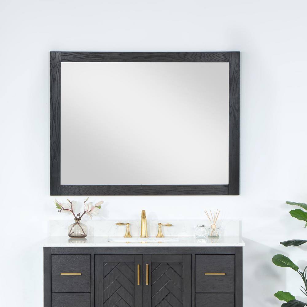 Ivy 48" Rectangular Dark Wood Bathroom Wall Mirror