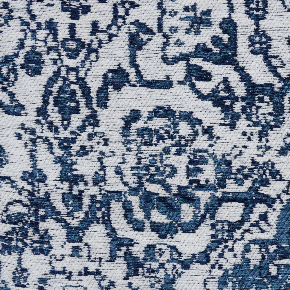 Ivory and Navy Medallion Synthetic 4' x 6' Area Rug