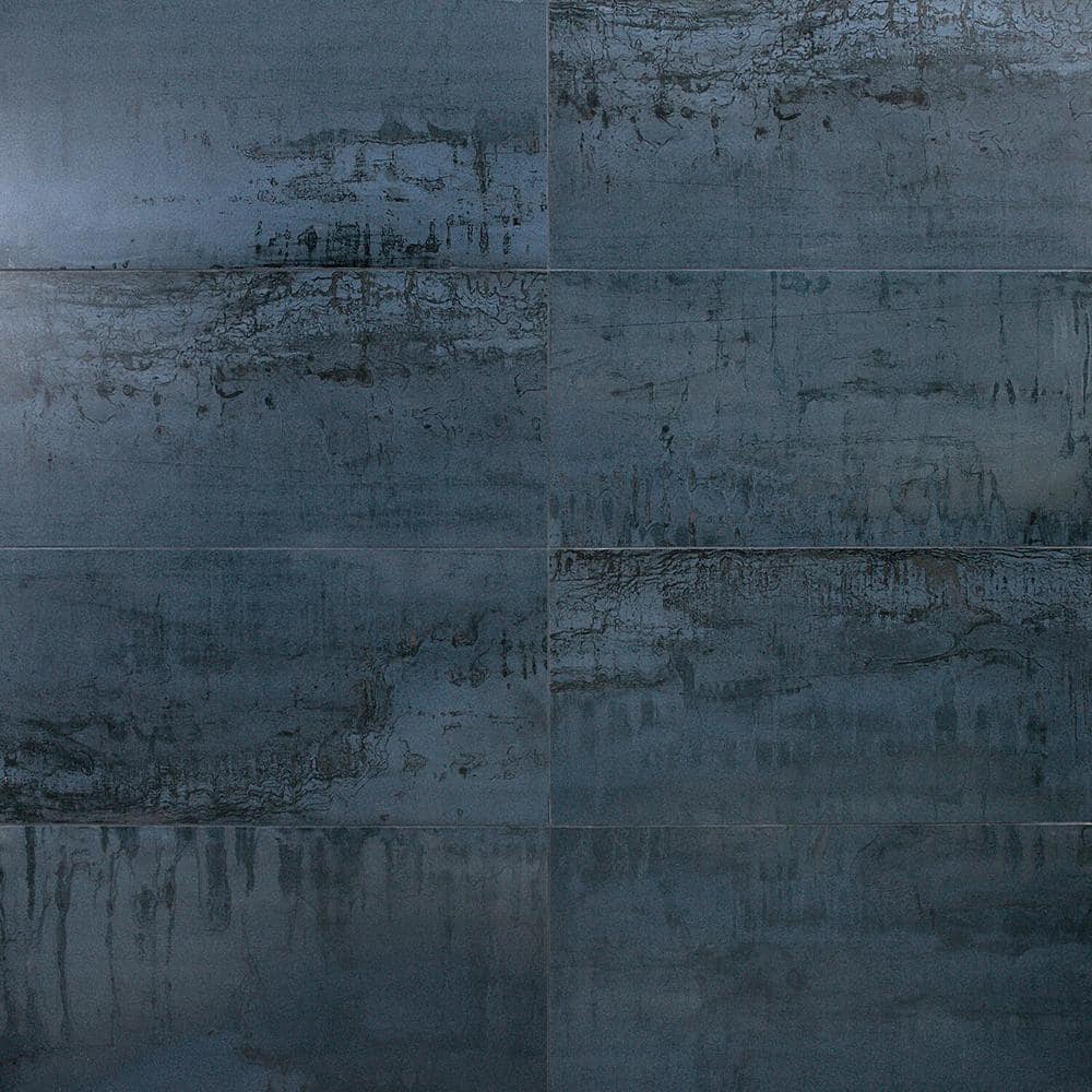 Blue 12x24 Matte Porcelain Metal Look Tile