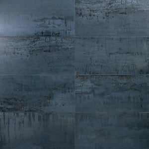 Angela Harris Metallic Dark Blue 12 in. x 24 in. Matte Porcelain Floor and Wall Tile (15.49 Sq. Ft. / Case)